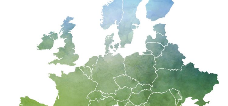 abstrakte Landkarte von Europa hinsichtlich der Marktplätze und Portale